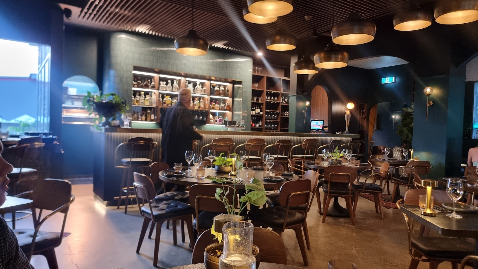 The dining room and bar in daylight